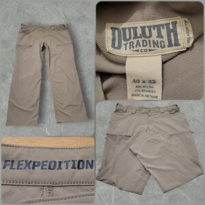Duluth Trading Flexpedition Stretch Nylon Blend Pant Mens Size 40x32 Beige